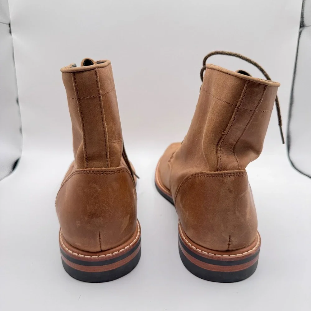Nisolo All Weather Andres Men's 10 Tan Leather Lace Up Ankle Boots‎ Casual